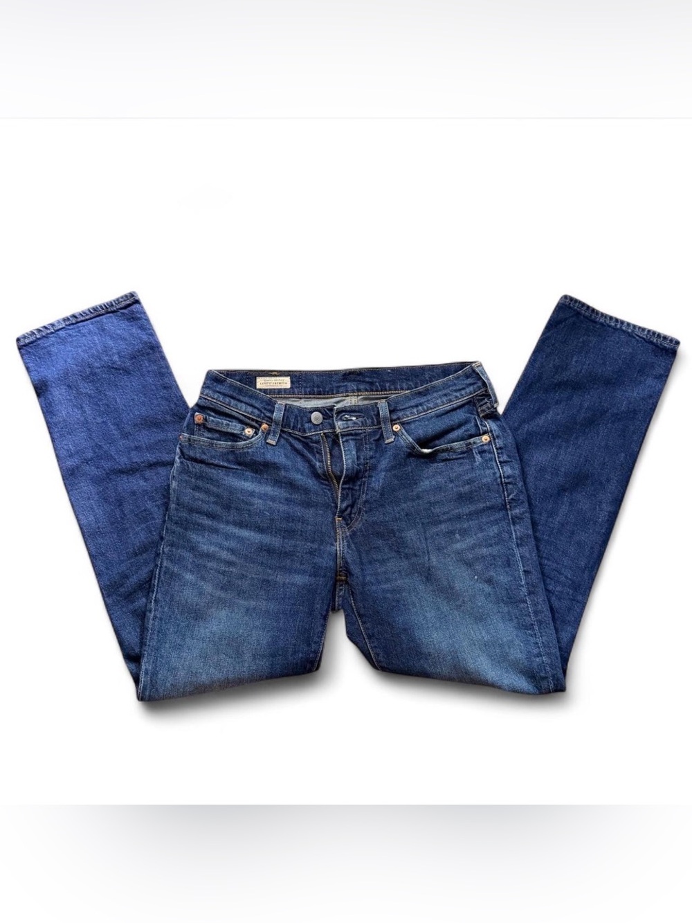 Levi's Women's Straight-Leg Jeans in Dark Blue Denim
